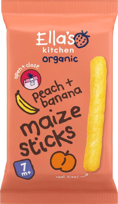 Ella’s Kitchen Maize sticks peach banana 7+ maanden bio 16.00 Gram