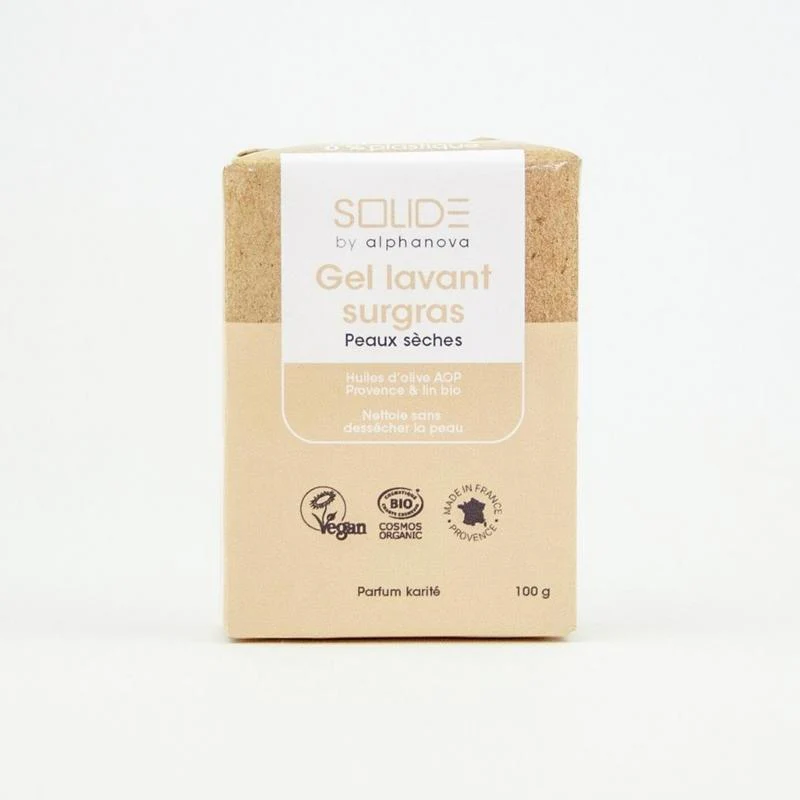 Alphanova Solide Cleansing bar bio  gel droge huid sheabutter 100 Gram