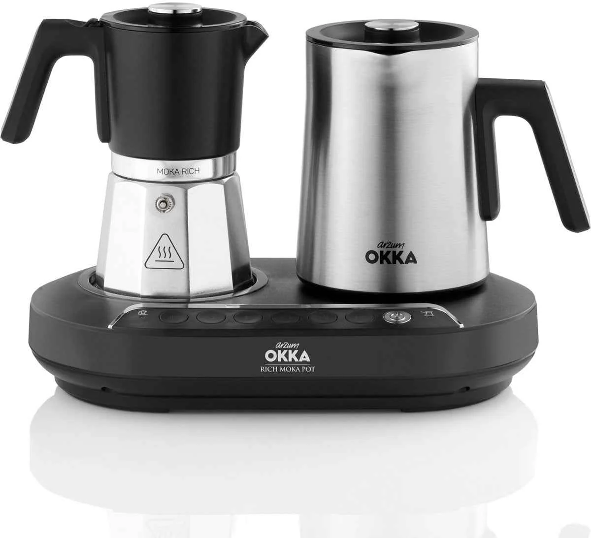 Arzum OKKA Rich Moka Koffiepot OK0027-0500 | RVS/Zwart – Moka- en Espressopot – 7 functies – 1350W