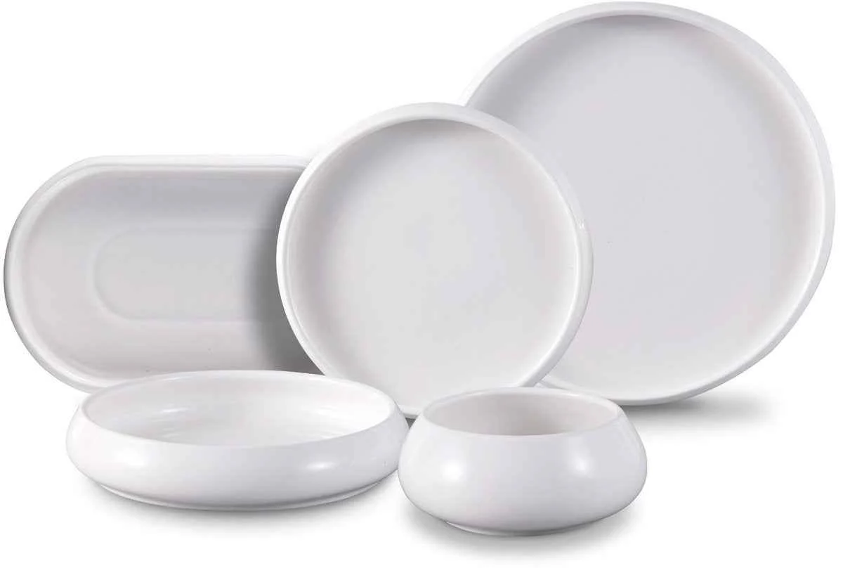 Bricard Bondy – Porseleinen Serviesset Set – Dinner Set – 25-delig – 6-Persoons – Wit