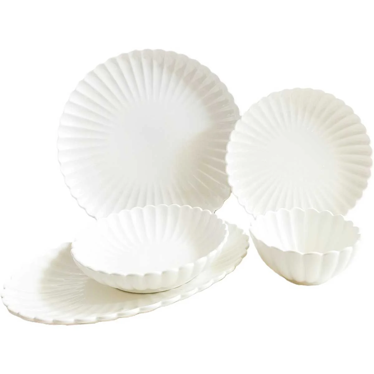 Bricard Paris – Porseleinen Serviesset – Dinner Set – 25-delig – 6-Persoons – Wit