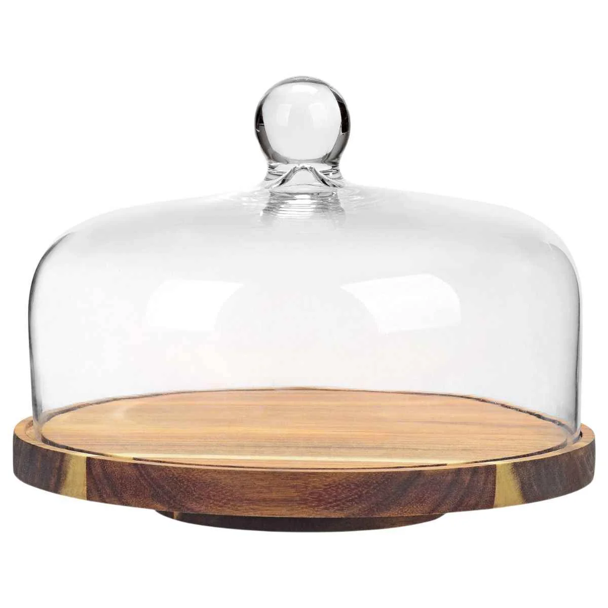 Bricard Taartplateau met Stolp – Draaibaar – Glas/Acacia Hout – Ø27cm – Patisseriebord