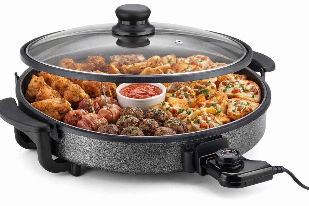 Ferveo Leyya – Hoge Elektrische Hapjespan – 40cm – 1500W – Elektrische Pizza Pan – Zwart