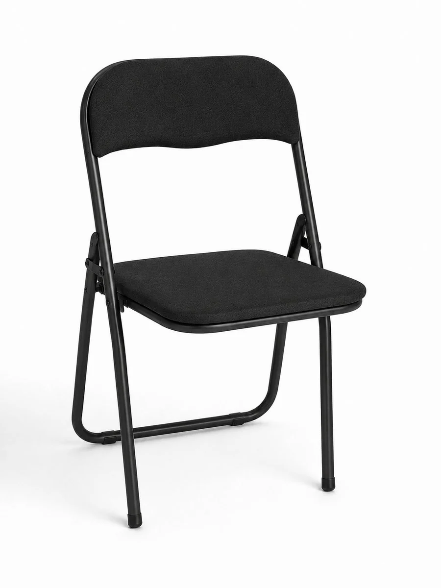Kadirelli Klapstoel – Zwart – Set van 2 – Klapstoelen – Opvouwbare Stoelen met Bekleding