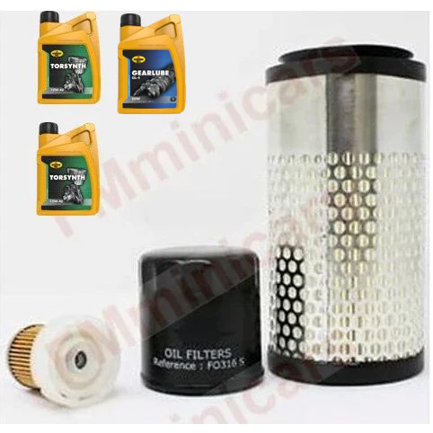 Onderhoudspakket + 2L motorolie(10W40)+ 1L versnellingsolie(80W90), Aixam Z482 Oliefilter Luchtfilter Dieselfilter Kubota