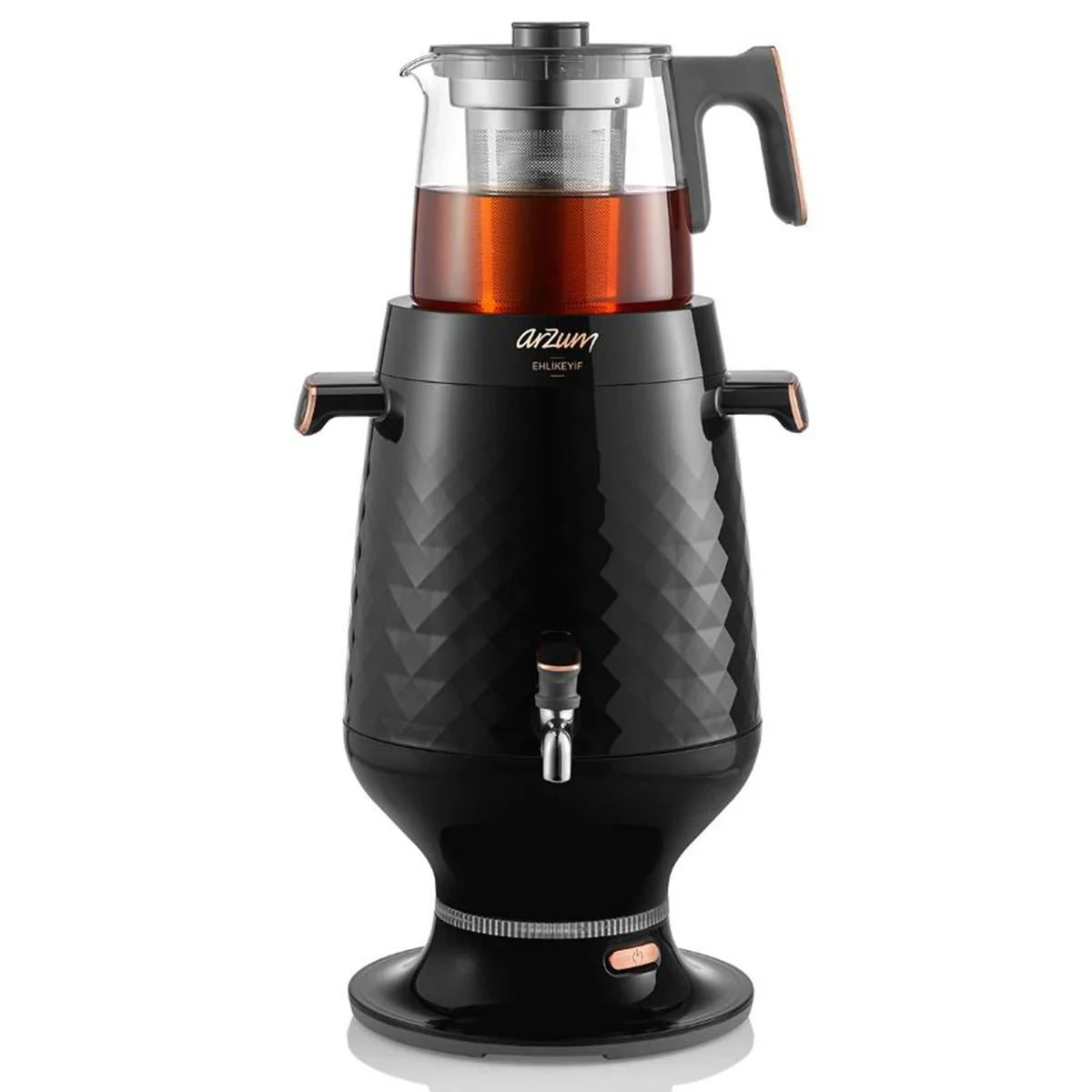 Arzum Ehlikeyf Samovar – Zwart – Turkse Theemachine – 3.5 + 1.2 liter – Led-indicator – 2200W – Semaver