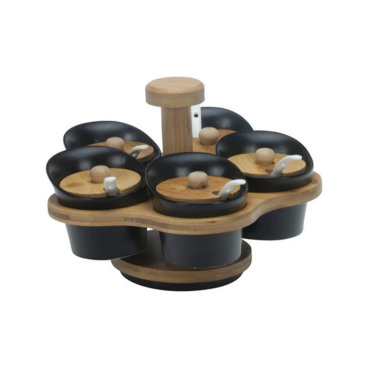 Bricard Kommetjes Set – Zwart – Keramiek – Bamboe – 16-delig