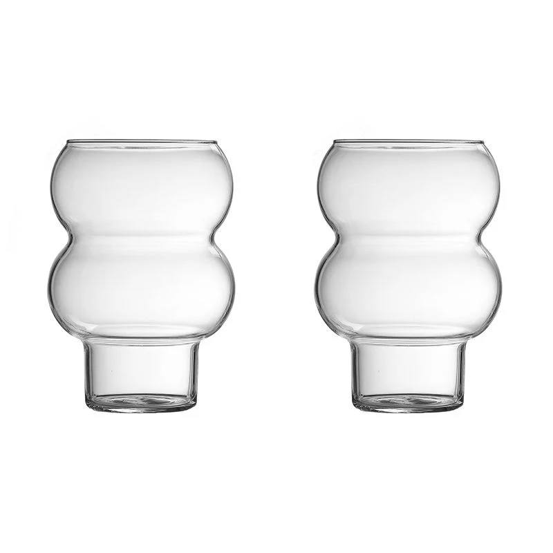 Bricard Marbella Glazen met Voet – Set van 2 – 380ml – Curvy Drinkglas – Wavy