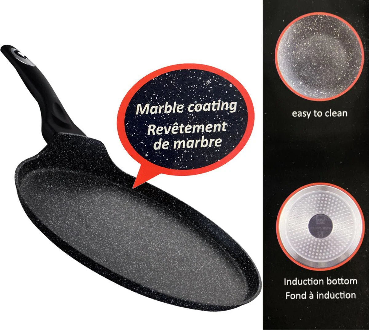 Cheffinger Crêpe- en Pannenkoekenpan – 32cm – Zwart – Inductie – Pizza Pan