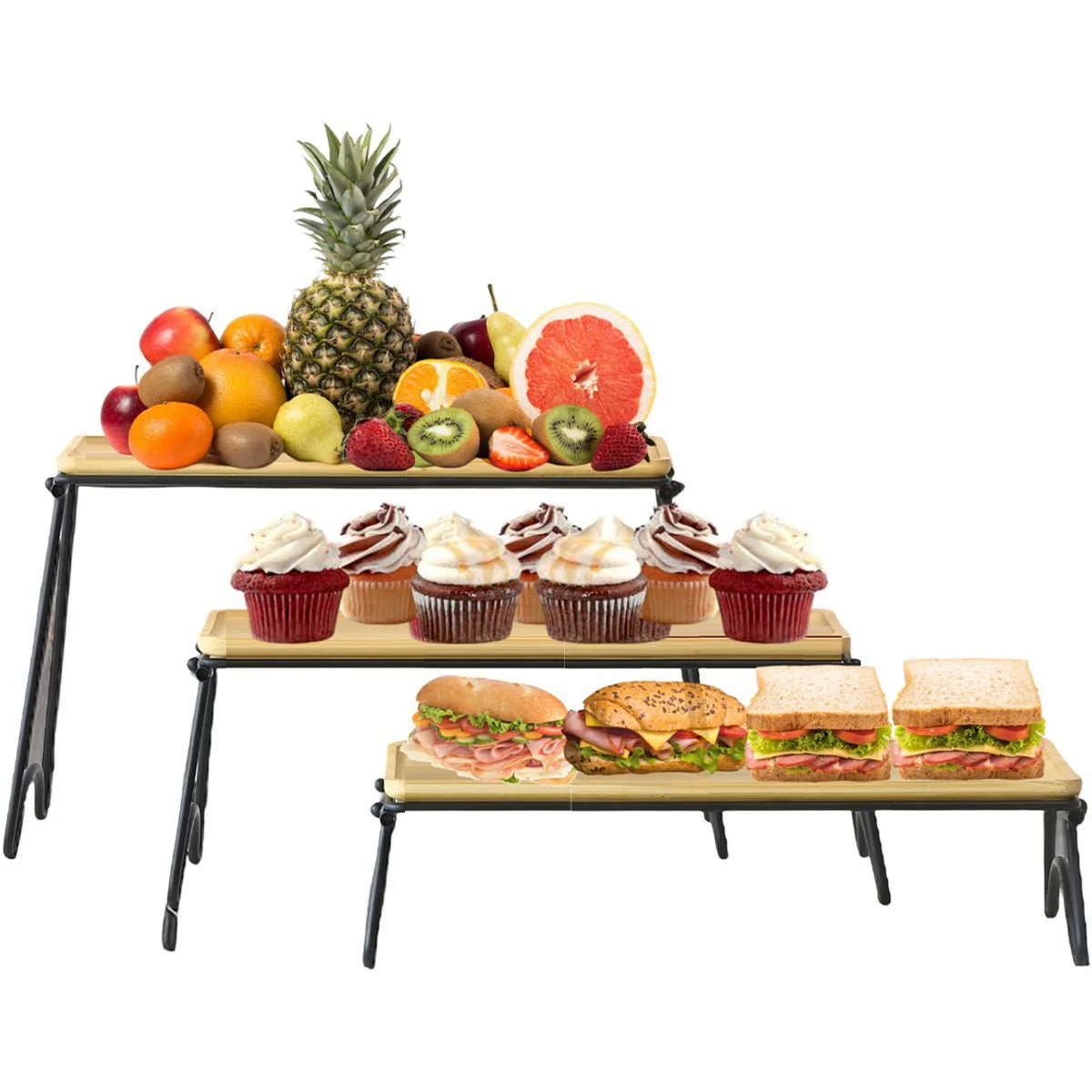 Cheffinger Dienbladen Set met Pootjes – 3-delig – Bamboe