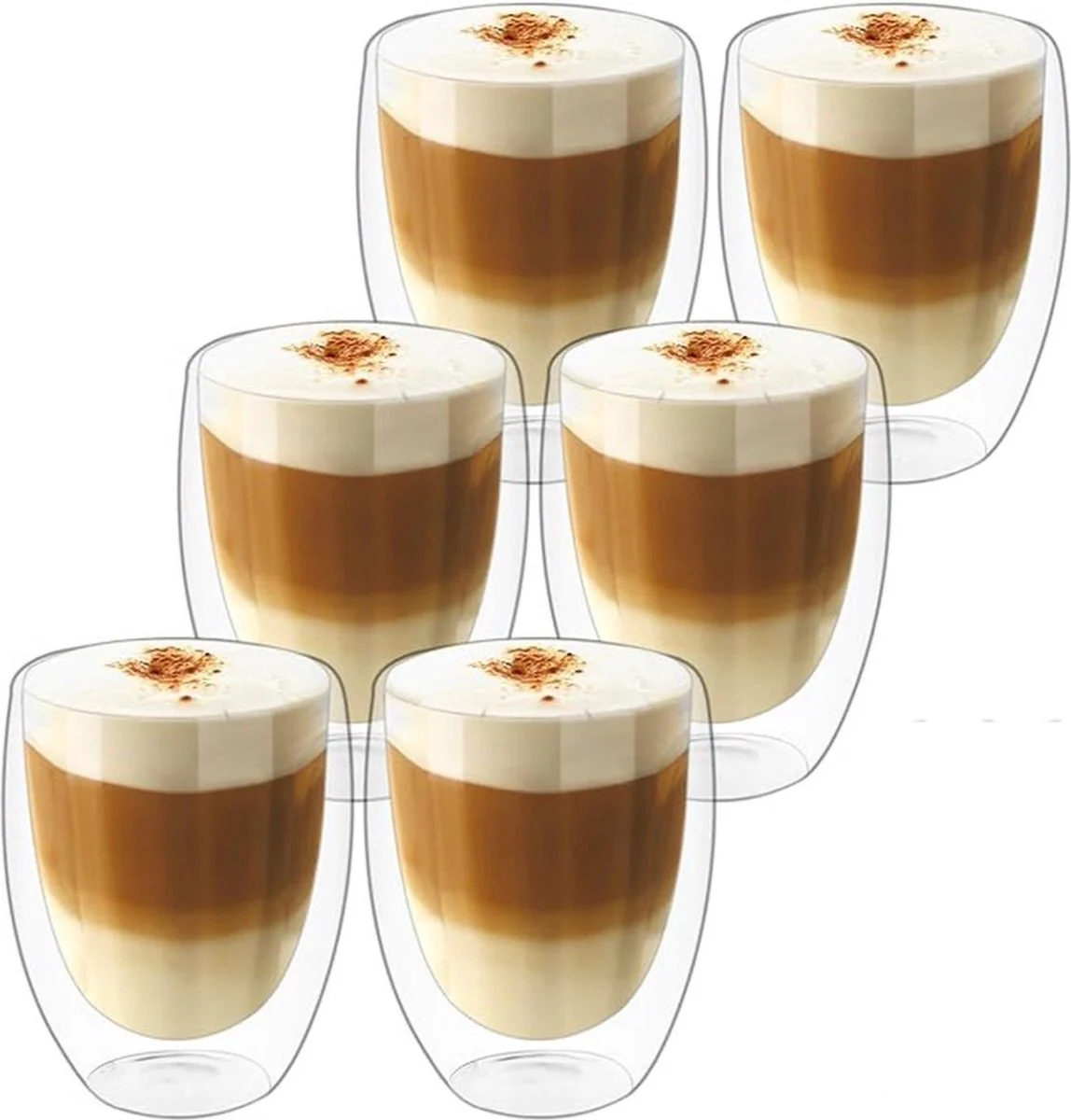 Dubbelwandige Glazen – 350 ml – Set van 6 – Koffieglazen – Theeglas – Cappuccino Glazen – Latte Macchiato Glazen Bekers