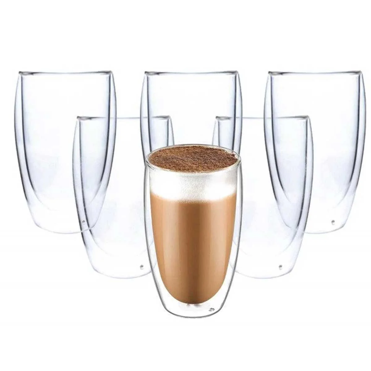 Dubbelwandige Glazen – 450 ml – Set van 6 – Koffieglazen – Theeglas – Cappuccino Glazen – Latte Macchiato Glazen Bekers