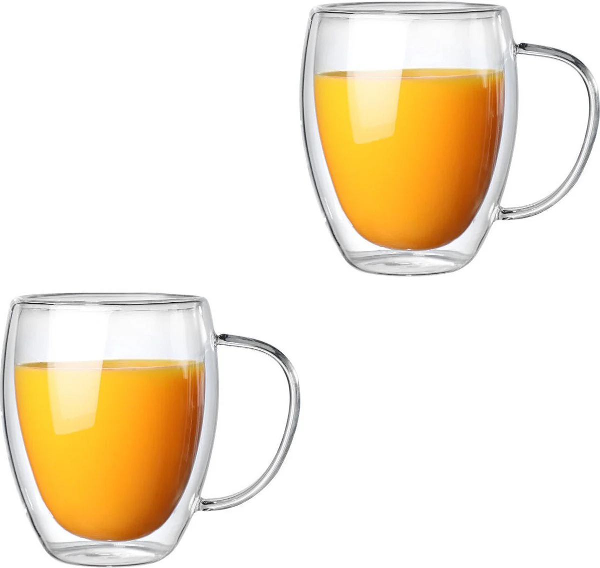 Dubbelwandige Glazen met Oor – 350 ml – Set van 2 – Koffieglazen – Theeglas – Cappuccino Glazen – Latte Macchiato Glazen Bekers