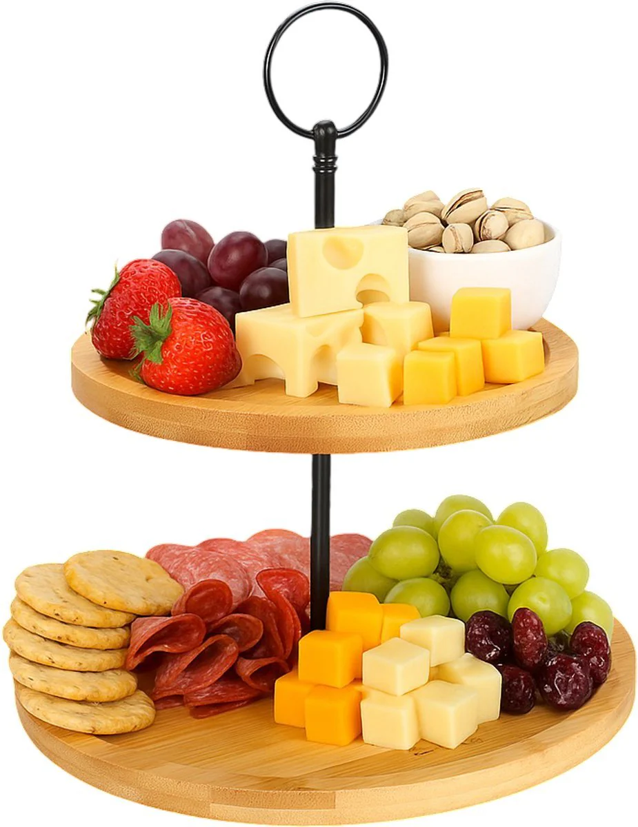 Cheffinger Etagère – 2-laags – Bamboe – Fruit – Serveerschaal – High-Tea