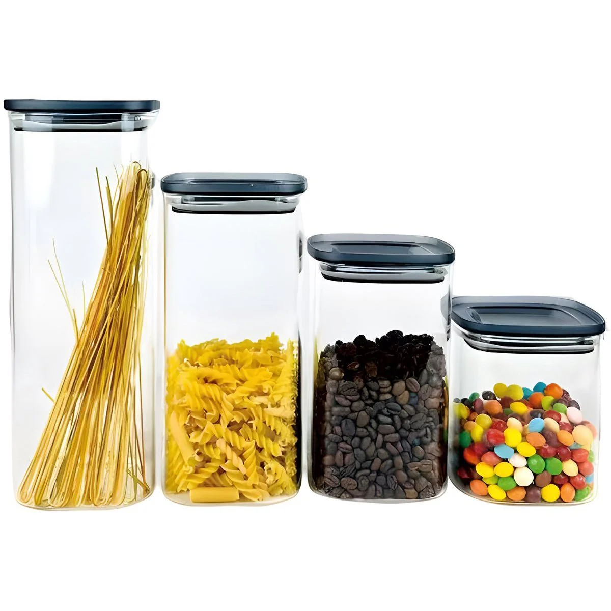 Cheffinger Glazen Voorraadpotten Set – 4-delig – 900ml, 1200ml, 1600ml, 2100ml