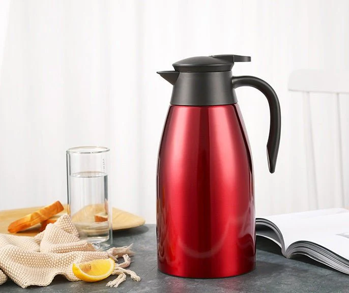 Cheffinger Thermoskan 2 Liter Rood – RVS Inox – Themosfles