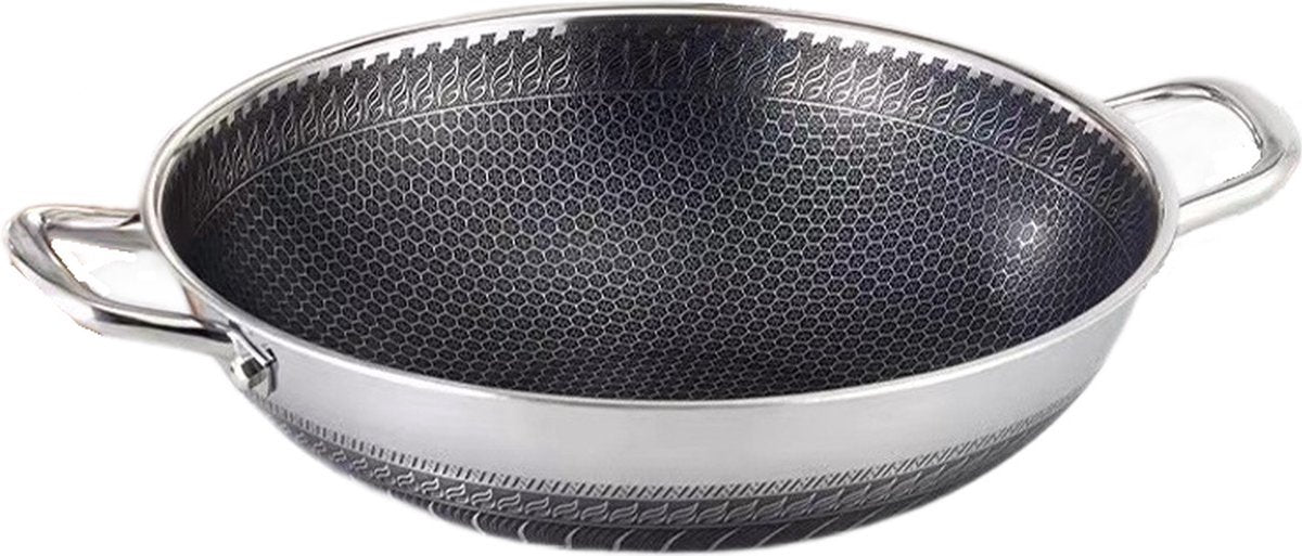 Cheffinger Wokpan met Deksel – 36cm – RVS – Honingraat – Inductie