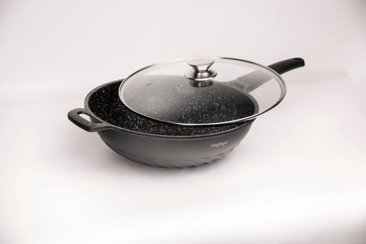 Cheffinger Wokpan XL met Deksel – 32cm – Inductie