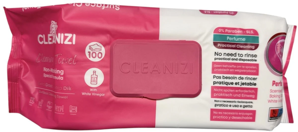 Cleanizi Schoonmaakdoekjes – Met Witte Azijn – 3 Pak x 100 Stuks – Extra Groot & Dik – Streeploos Schoon – Frisse Geur – 0% Parabenen – Multifunctioneel