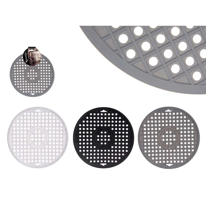 Kinvara Gootsteenmat – Rond 29 cm – Set van 3 – Wit, Grijs, Zwart – Spoelbakmat – Spoelmat – Spoelbakbescherming – Spatbescherming
