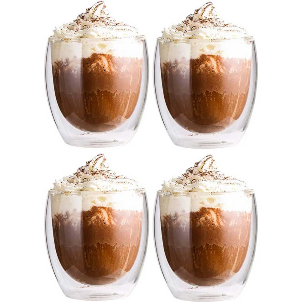 Dubbelwandige Glazen – 250 ml – Set van 4 – Koffieglazen – Theeglas – Cappuccino Glazen – Latte Macchiato Glazen Bekers