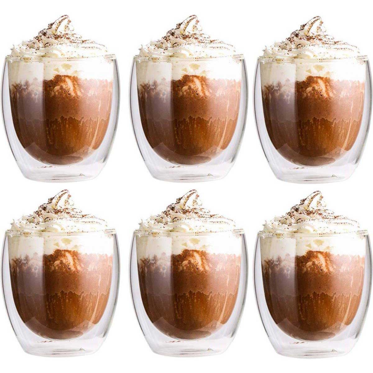 Dubbelwandige Glazen – 250 ml – Set van 6 – Koffieglazen – Theeglas – Cappuccino Glazen – Latte Macchiato Glazen Bekers