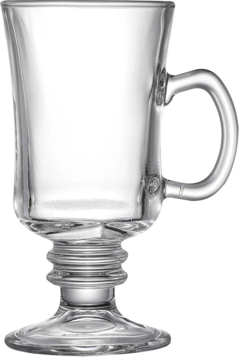 Glozini Manila – Irish Coffee Glazen met Oor – 250ml – Set van 4 – Latte Macchiato Cappuccino Glazen – Koffieglazen