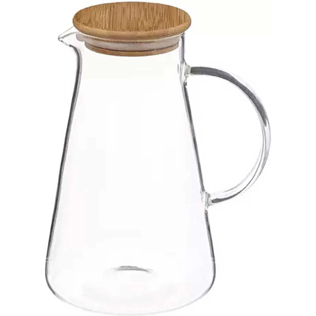 Glozini Karaf/Schenkkan met Schenktuit – 1,5 Liter – Glas met Bamboehout Deksel