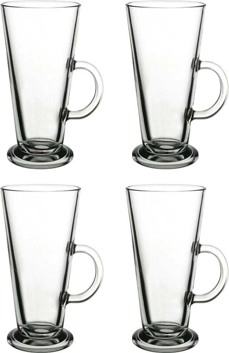 Glozini Lima – Latte Macchiato Glazen Met Handvat – 290ml – Set van 4 – Irish Coffee Glazen – Koffieglazen