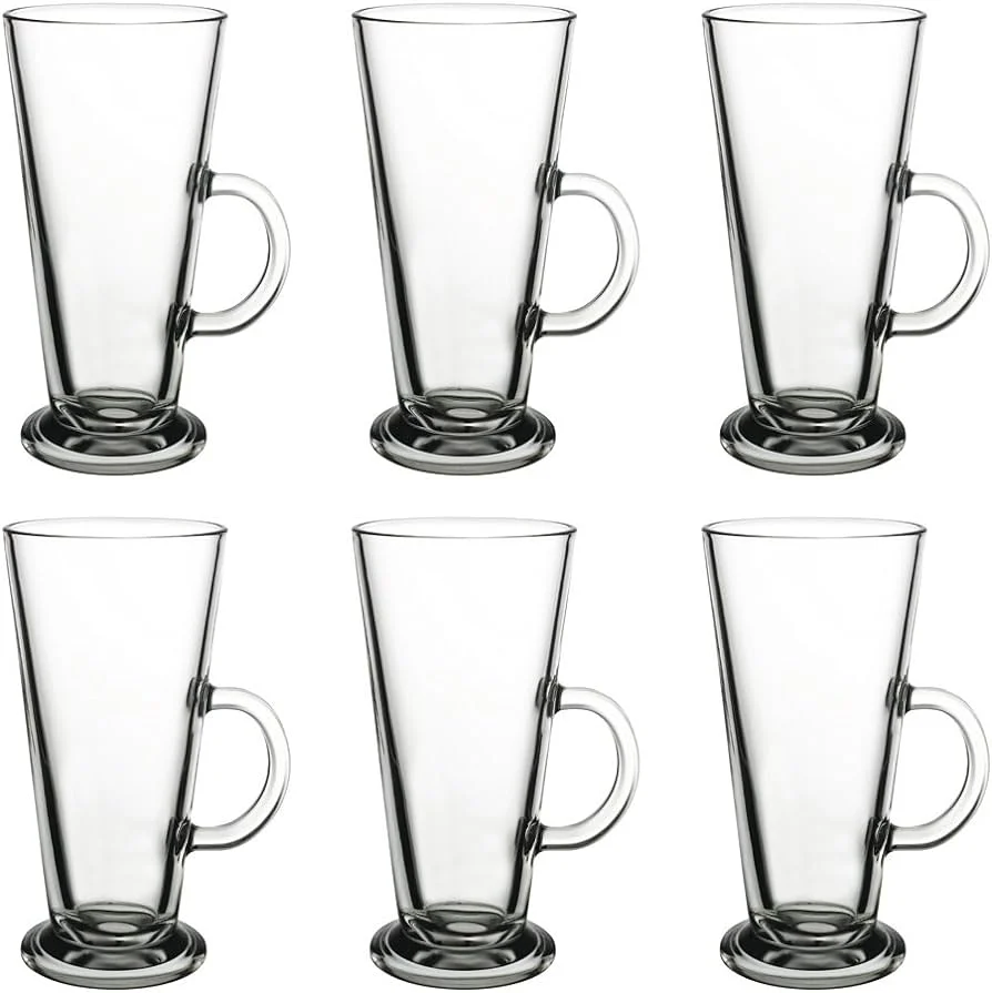 Glozini Lima – Latte Macchiato Glazen Met Handvat – 290ml – Set van 6 – Irish Coffee Glazen – Koffieglazen