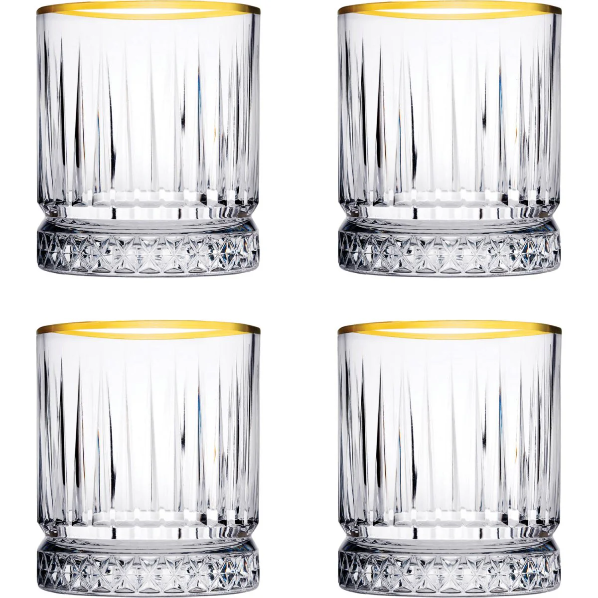 Glozini Tumblerglazen met Gouden Rand – Set van 4 – Waterglas – Whiskyglas