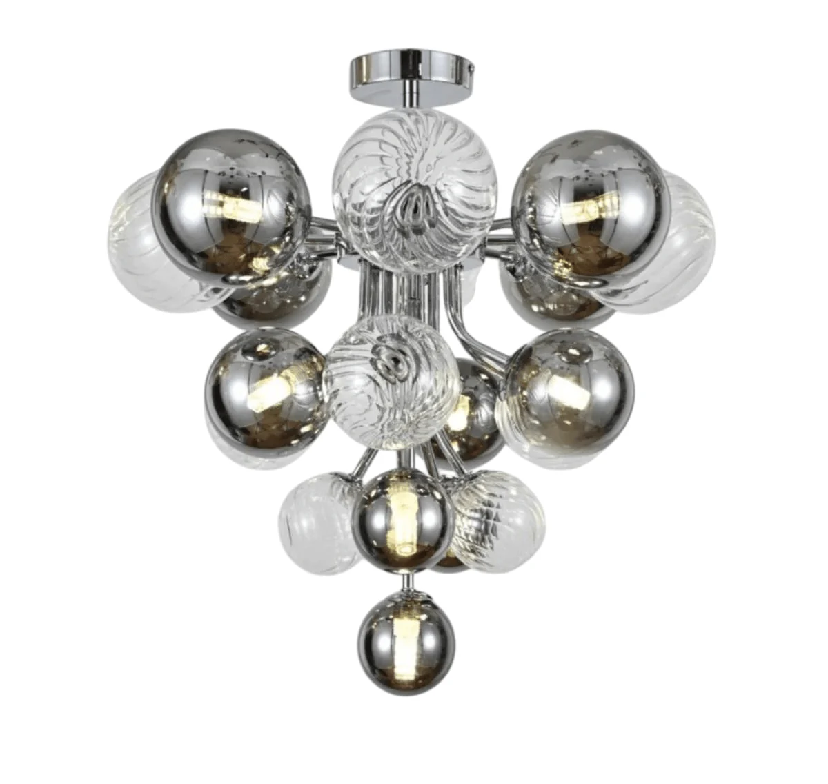 Kadirelli Industriële Plafondlamp – 10x G9 – 40W – Kroonluchter – Hanglamp – Luxe Chrome Smoked Clear Lamp