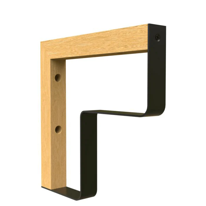 Maclean Plankdrager L-Vorm – 2 stuks – 202 x 202mm – Hout / Metaal – Zwart – Plankdragers