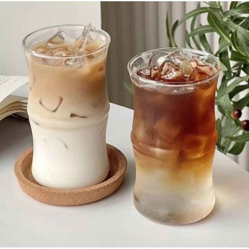 MONOO Glazen met Golvende Wanden – 6 Stuks – 415ml – Koffieglazen – Theeglazen – Waterglazen