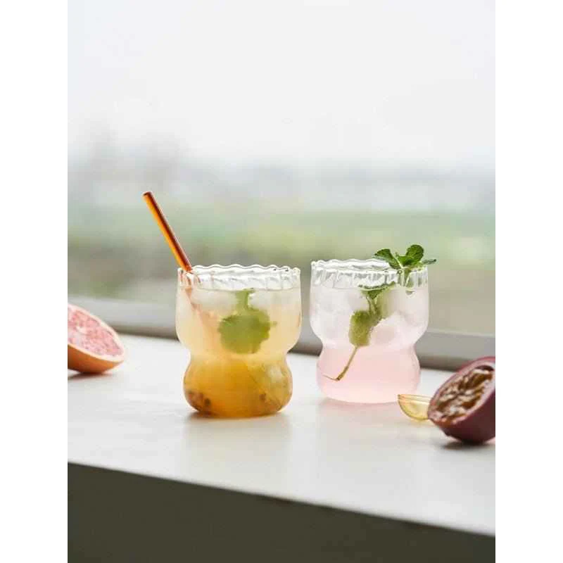 MONOO Geribbelde Glazen – 2 Stuks – 260ml – Koffieglazen – Theeglazen – Waterglazen
