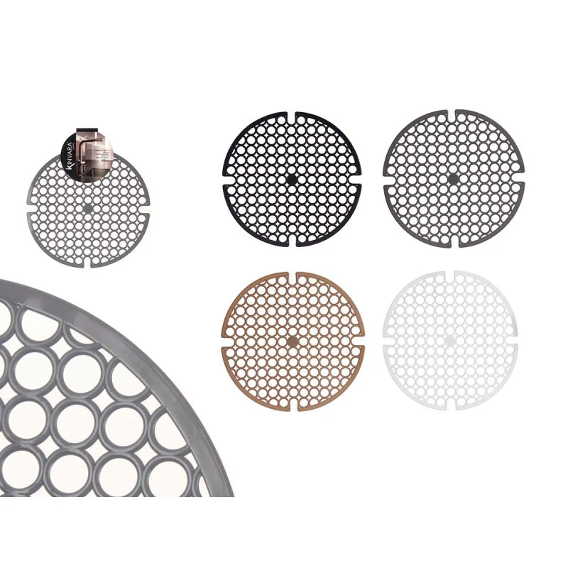 Kinvara Gootsteenmat – Rond 29 cm – Set van 4 – Wit, Grijs, Zwart, Beige – Spoelbakmat – Spoelmat – Spoelbakbescherming – Spatbescherming