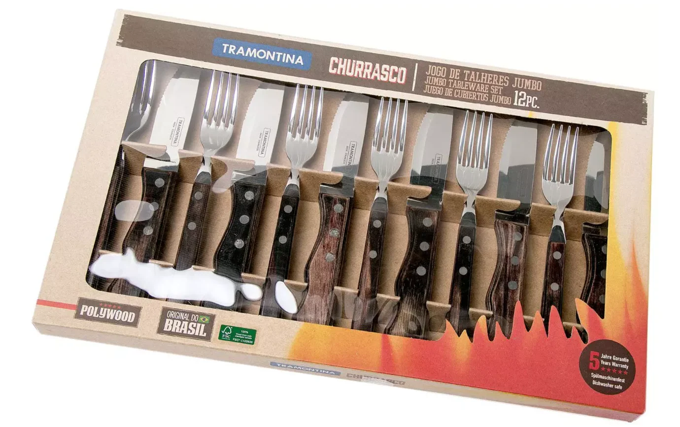 Tramontina Churrasco 12-delig Jumbo Steak Cutlery – Bruin